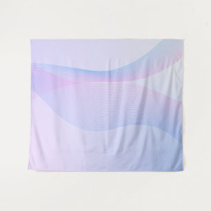 Abstrakt Wavelines Pink Blue Wandteppich