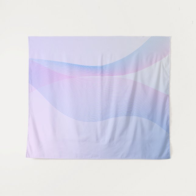 Abstrakt Wavelines Pink Blue Wandteppich (Vorderseite (Horizontal))