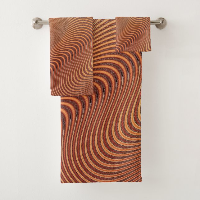 Abstrakt Waves Badetuch Set - Beige Braun (Insitu)