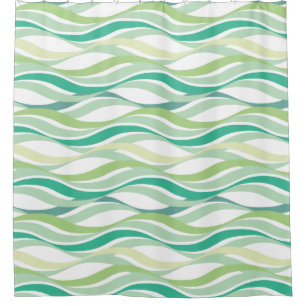 Abstrakt Waves Grünes ADD Hintergrundfarbe Duschvorhang