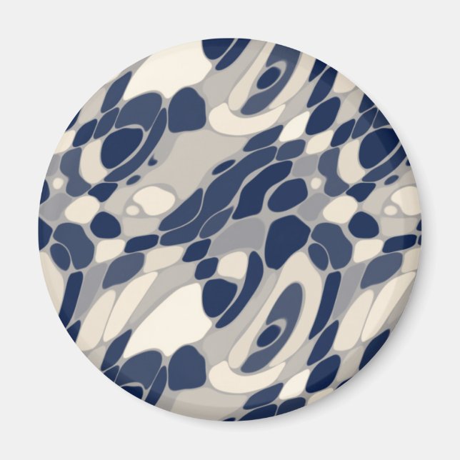 Abstrakt Wavy Blue & Beige Magnet (Vorne)