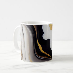 Abstrakt, weiß, schwarz und goldfarben, abstrakt kaffeetasse