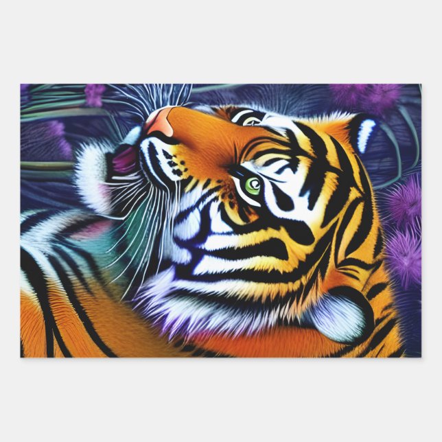 Abstrakt Wild Majestic Predator Tiger Geschenkpapier Set (Vorderseite)