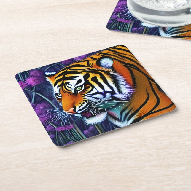 Abstrakt Wild Majestic Predator Tiger Rechteckiger Pappuntersetzer (angewinkelt)