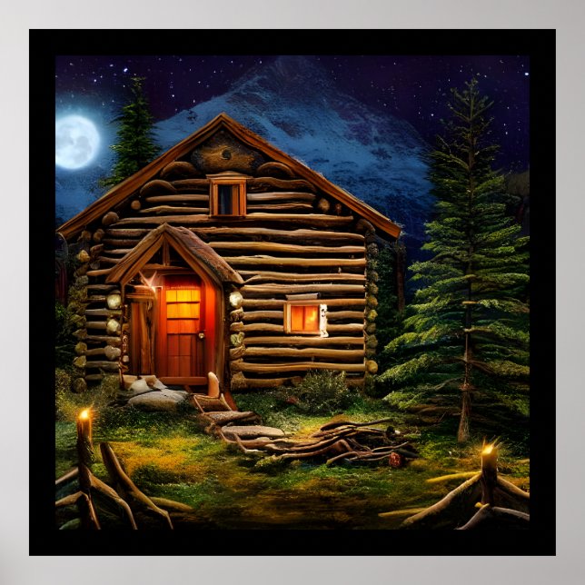 Abstrakt Wilderness Kleine Hütte Poster (Vorne)
