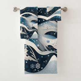 Abstrakt Winter Wonderland Badhandtuch Set