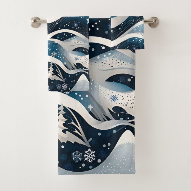 Abstrakt Winter Wonderland Badhandtuch Set (Insitu)