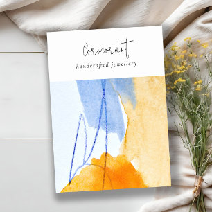 Abstrakt Yellow Blue Art Aquarell Blank Juwelen Visitenkarte