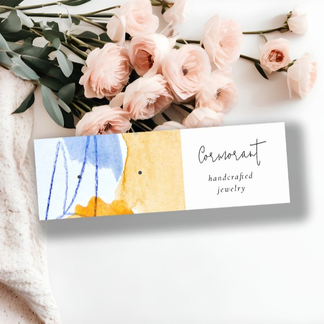 Abstrakt Yellow Blue Artistic Earring Stud Holder Mini Visitenkarte (Von Creator hochgeladen)