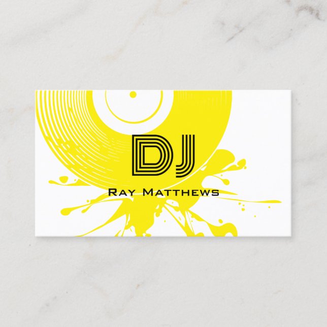 Abstrakt Yellow Disk DJ Music Producer Visitenkarte (Vorderseite)