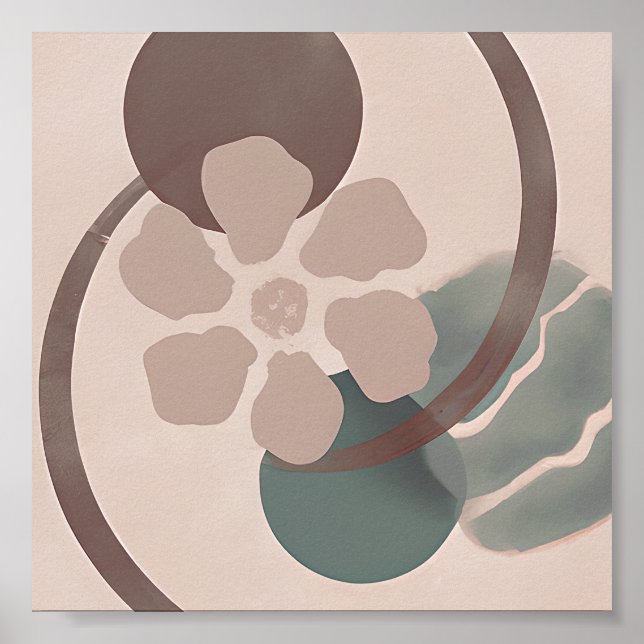 Abstrakt Yin Yang Blume minimalistische Kunst Poster (Vorne)