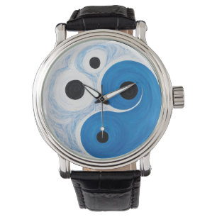 Abstrakt Yin Yang: Modernist Blue & White Armbanduhr