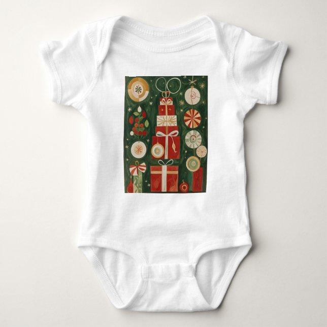 Abstrakt Yuletide Tapestry Baby Strampler (Vorderseite)