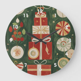 Abstrakt Yuletide Tapestry Große Wanduhr