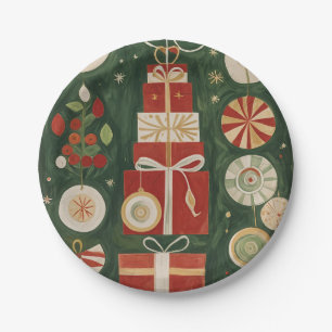 Abstrakt Yuletide Tapestry Pappteller