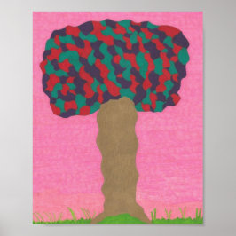 Abstrakt Zeichnend farbiger Baum Poster