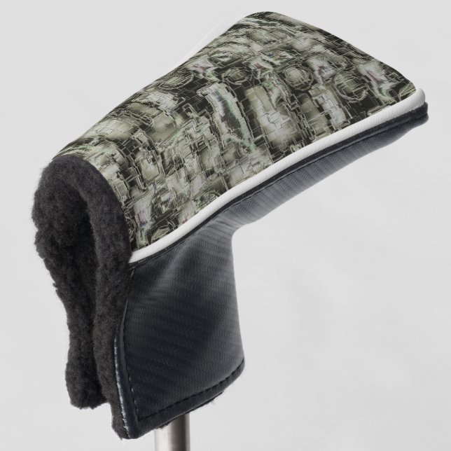Abstrakt zeichnend gemeißeltes Mosaik in Grautönen Golf Headcover (3/4 Vorderseite)