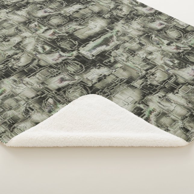 Abstrakt zeichnend gemeißeltes Mosaik in Grautönen Sherpadecke (3/4)