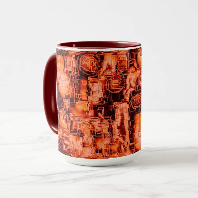 Abstrakt zeichnend Mosaik in Korallentönen Tasse (Vorderseite Links)