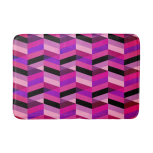 Abstrakt Zickzack/Herringbone   Purpur und Violett Badematte