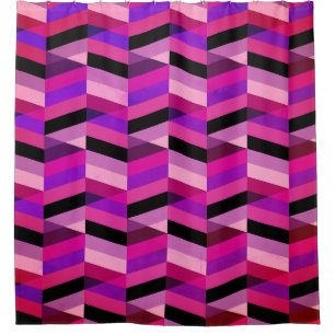 Abstrakt Zickzack/Herringbone   Purpur und Violett Duschvorhang