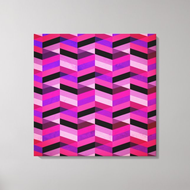 Abstrakt Zickzack/Herringbone | Purpur und Violett Leinwanddruck (Vorderseite)