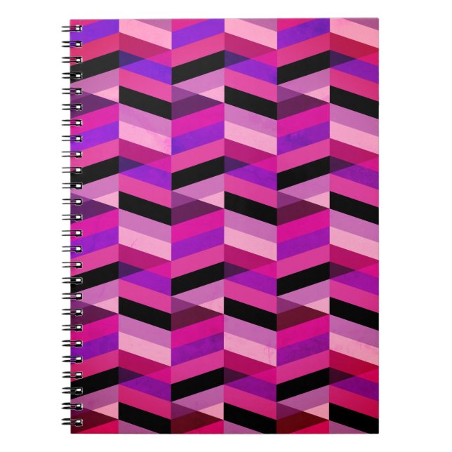 Abstrakt Zickzack/Herringbone | Purpur und Violett Notizblock (Vorderseite)