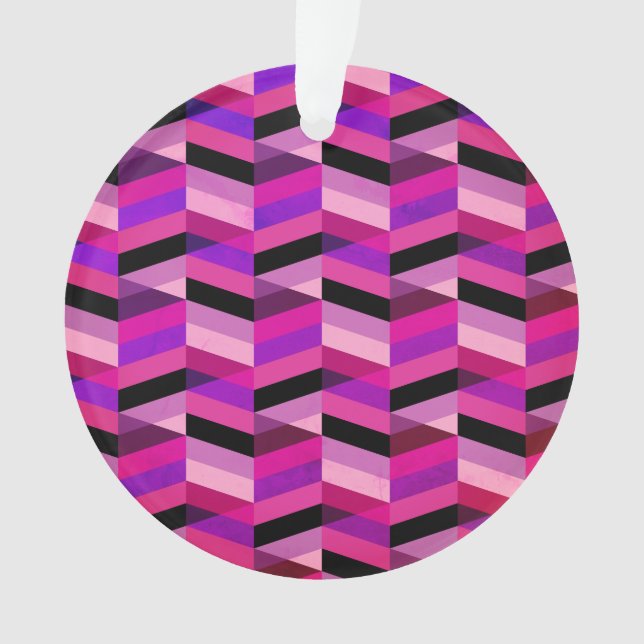 Abstrakt Zickzack/Herringbone | Purpur und Violett Ornament (Vorderseite)
