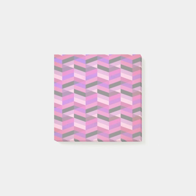 Abstrakt Zickzack/Herringbone | Purpur und Violett Post-it Klebezettel (Vorderseite)