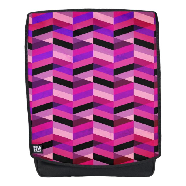 Abstrakt Zickzack/Herringbone | Purpur und Violett Rucksack (Vorderseite)