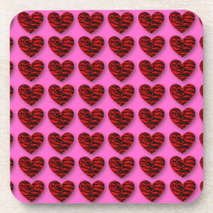 Abstrakte 3D Crackle Hearts Getränkeuntersetzer