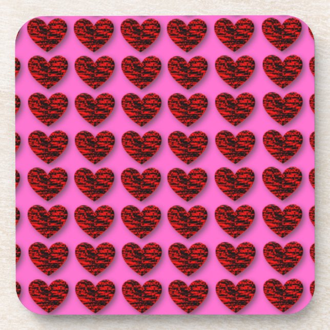 Abstrakte 3D Crackle Hearts Getränkeuntersetzer (Vorderseite)