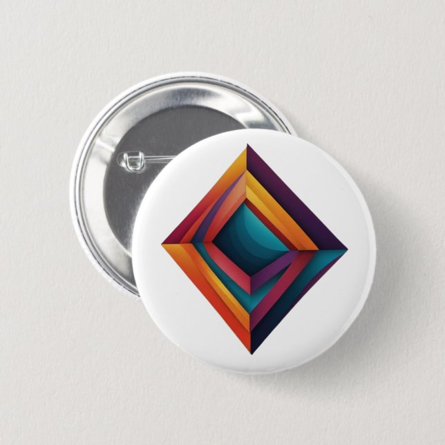 Abstrakte 3D-Geometrie-Diamant-Gradient-Kunst Button (Vorne & Hinten)