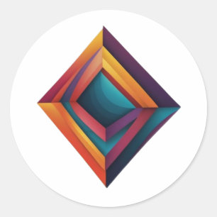 Abstrakte 3D-Geometrie-Diamant-Gradient-Kunst Runder Aufkleber