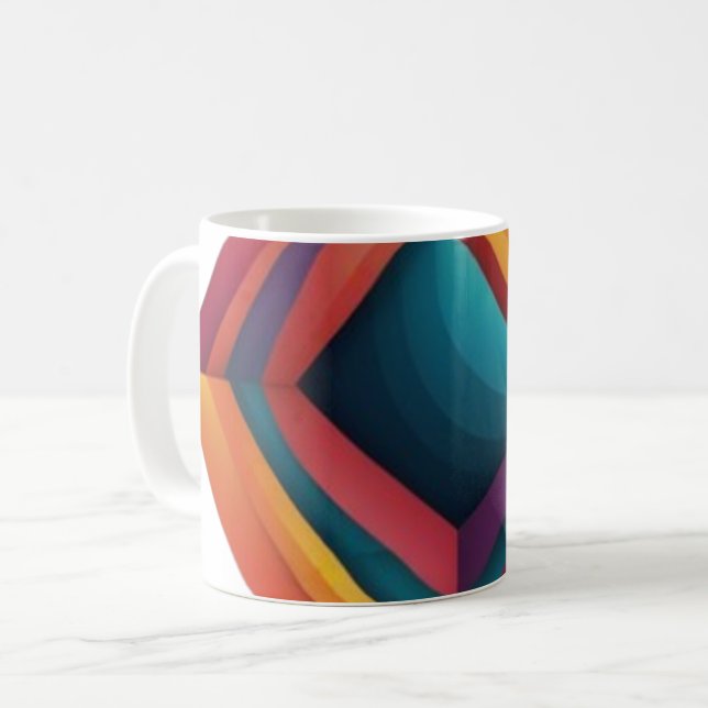 Abstrakte 3D-geometrische Diamant-Gradient-Kunst Kaffeetasse (Vorderseite Links)