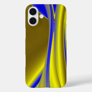 Abstrakte 3D-Regenbogenkunst in Gelb und Blau iPhone 16 Plus Hülle