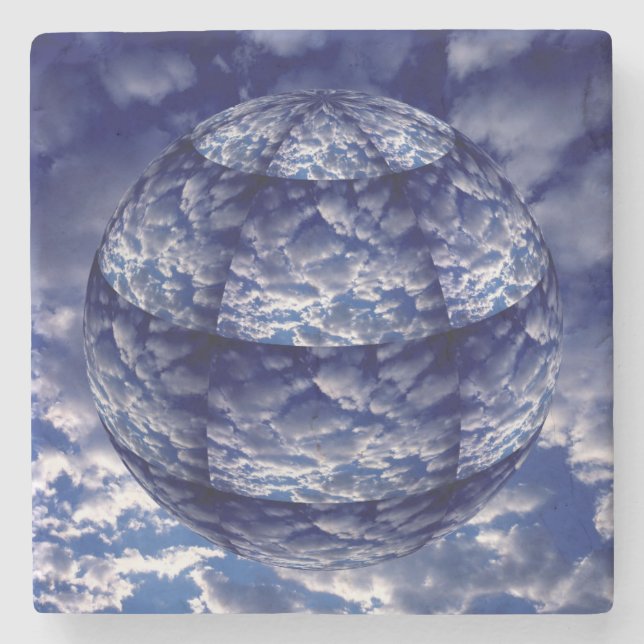 Abstrakte 3D-Wolkenkugel Steinuntersetzer (Vorderseite)