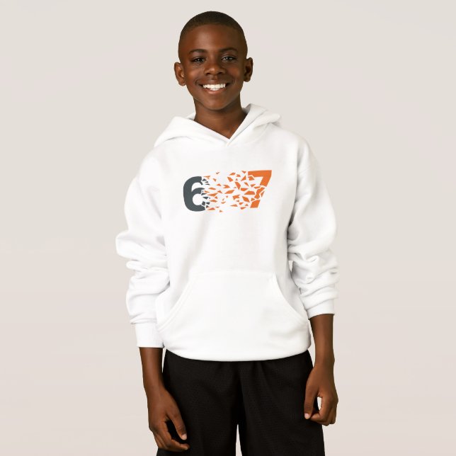 Abstrakte 67-Typografie Hoodie (Vorne ganz)