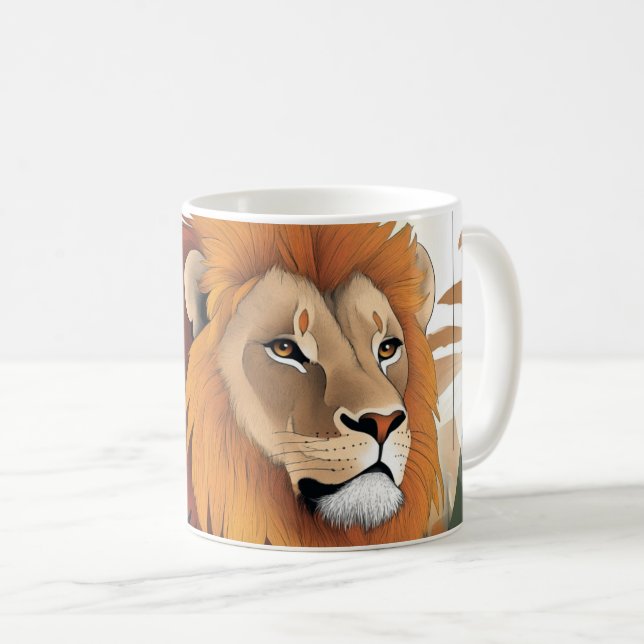 abstrakte Abbildung eines Löwengesichts Kaffeetasse (VorderseiteRechts)