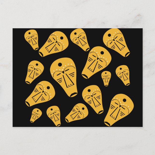 Abstrakte aborigine-Stammesmaske Postkarte (Vorderseite)