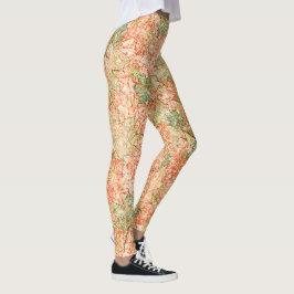 Abstrakte Acer Blätter auf kratzhaltigem Korallenh Leggings