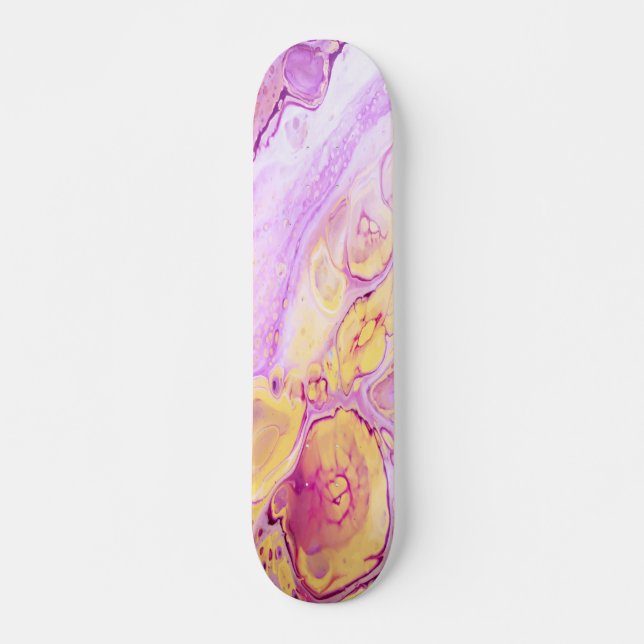 Abstrakte Acrylfarbe Hintergrund mit rosa Pulver Skateboard (Vorne)