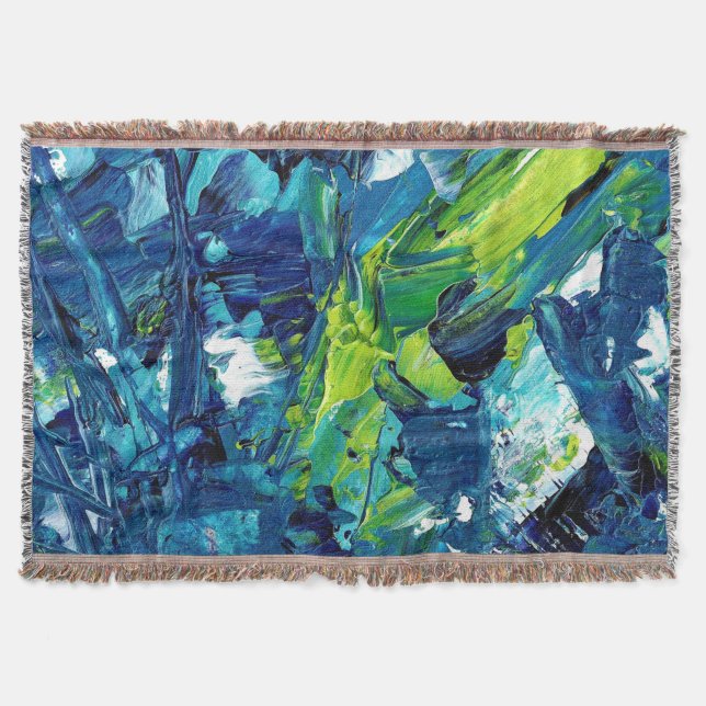Abstrakte Acrylmalerei in Blau Decke (Vorderseite)