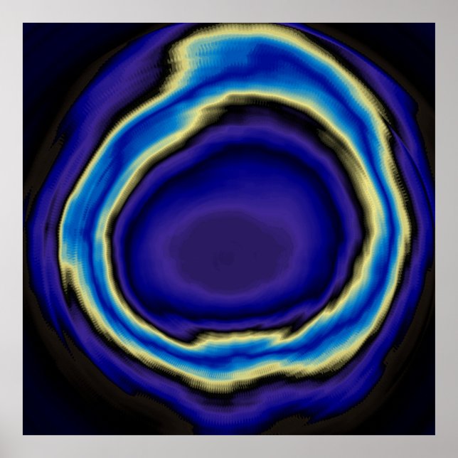Abstrakte Acrylmalerei mit Blauer Spirale Poster (Vorne)