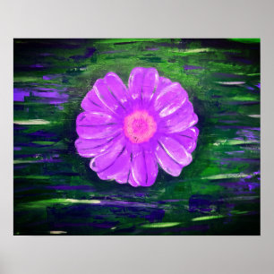 Abstrakte Acrylmalerei mit Blume Poster