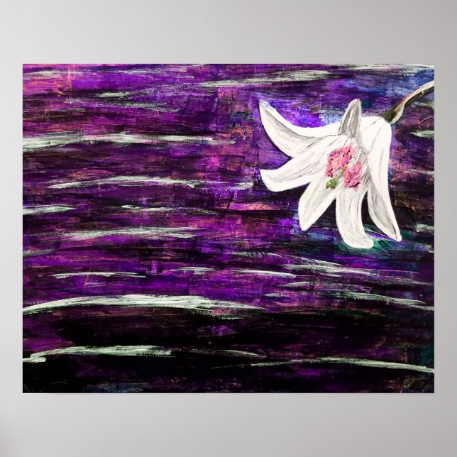 Abstrakte Acrylmalerei mit Blume Poster (Vorne)