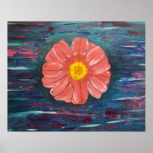 Abstrakte Acrylmalerei mit Blume Poster