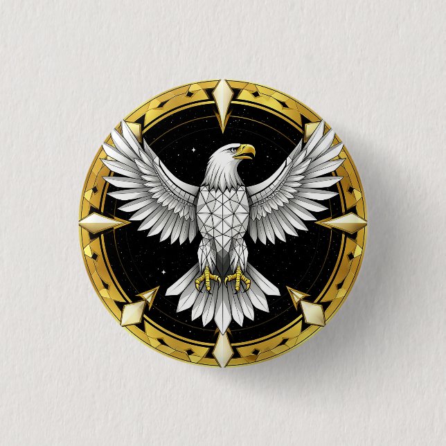🦅Abstrakte Adlerflügel Geometrische Freiheit Button (Vorderseite)