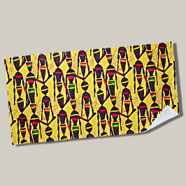 Abstrakte Afrikanische Figuren, Rot-Gelb-Grün Strandtuch