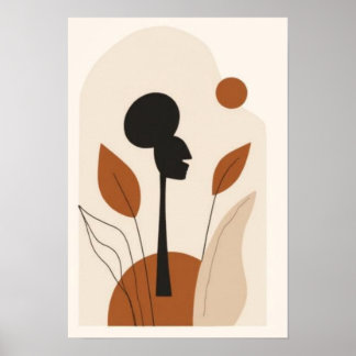 Abstrakte afrikanische Frauenwandkunst | Minimalis Poster